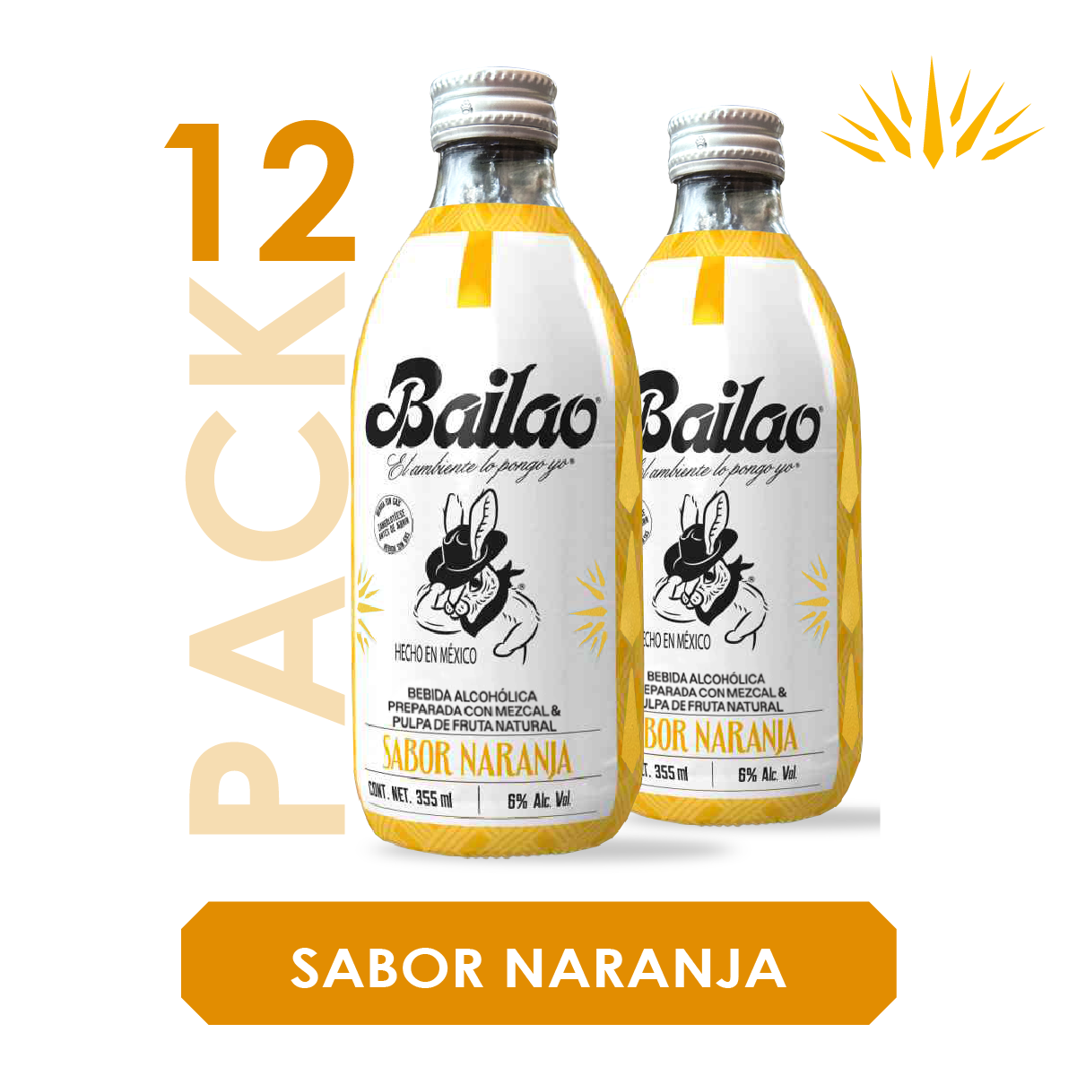 Bailao Mezcal sabor Naranja 355 ml / 12 PACK