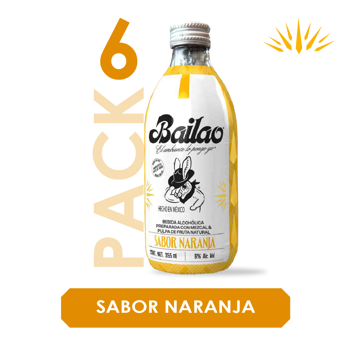 Bailao Mezcal sabor Naranja 355 ml / 6 PACK
