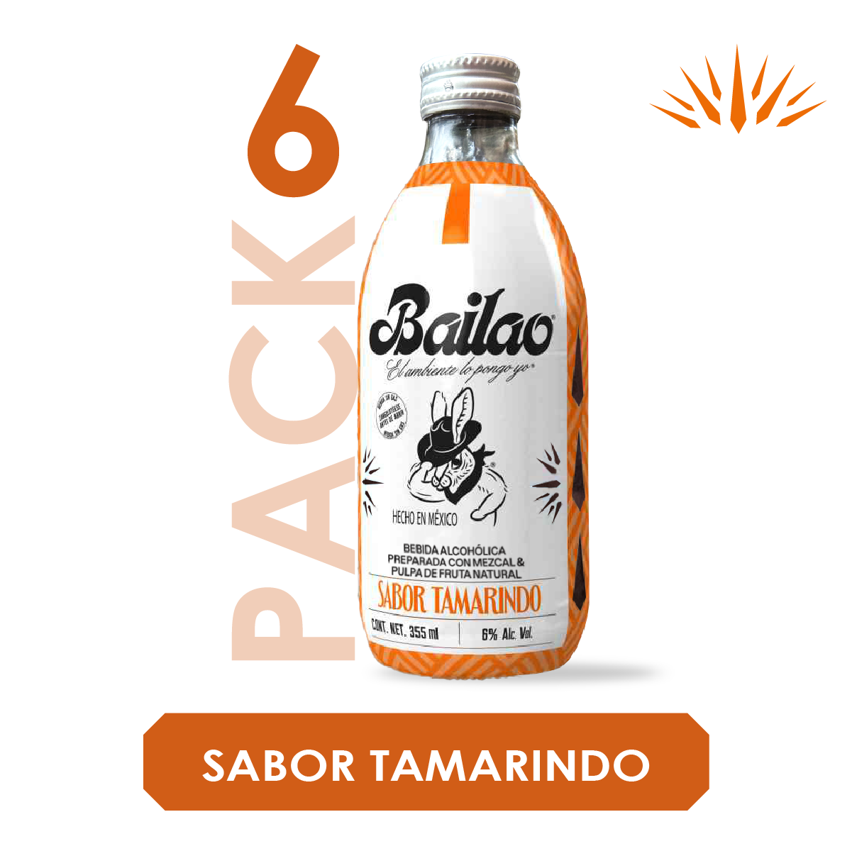 Bailao Mezcal sabor Tamarindo 355 ml / 6 PACK